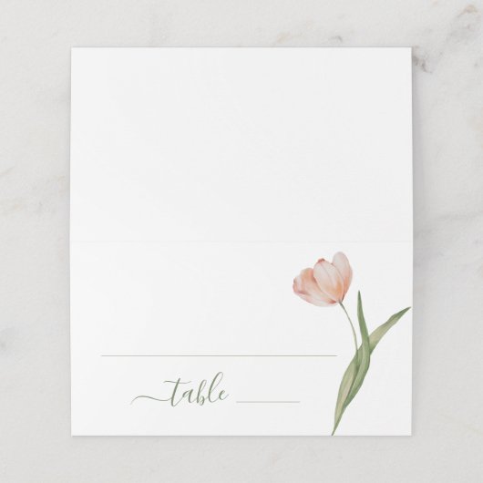Carte De Placement Elégant Mariage de tulipe d'aquarelle (Extérieur déplié)