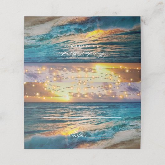 Carte De Placement Élégant Mariage d'été de plage (Extérieur déplié)