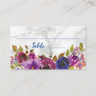 Carte De Placement Elégant Mariage d'or fleuri en marbre