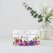 Carte De Placement Elégant Mariage d'or fleuri en marbre (Debout devant)