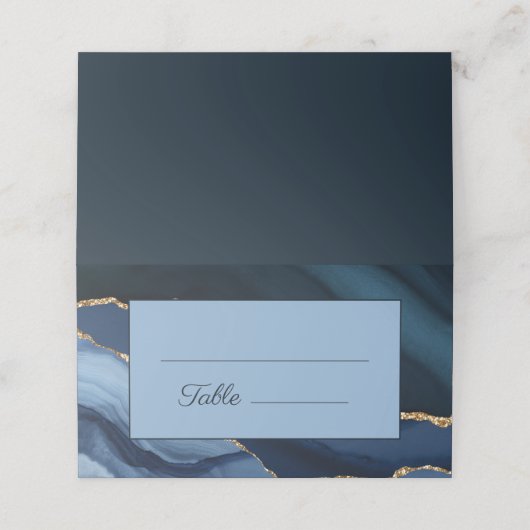 Carte De Placement Elégant Mariage en marbre bleu marine (Extérieur déplié)