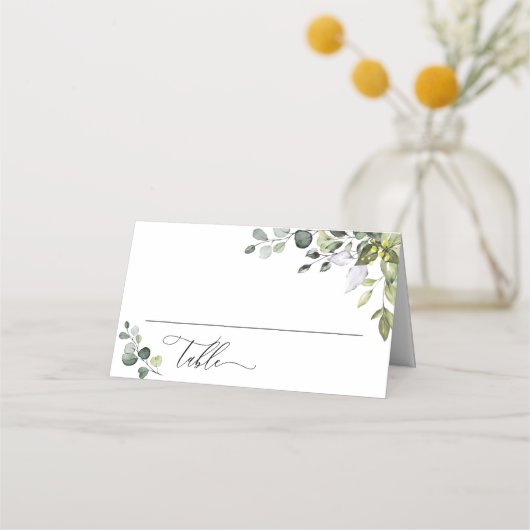 Carte De Placement Elégant Mariage Eucalyptus aquarelle (Devant)