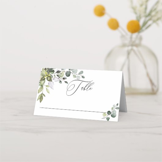 Carte De Placement Elégant Mariage Eucalyptus aquarelle (Devant)