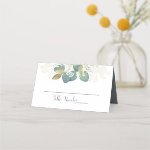 Carte De Placement Elégant mariage Eucalyptus et Gold Foliage
