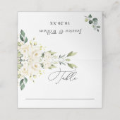 Carte De Placement Élégant Mariage Eucalyptus Roses Blanches (Extérieur déplié)