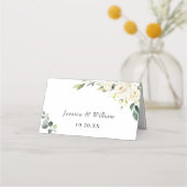 Carte De Placement Élégant Mariage Eucalyptus Roses Blanches (Dos)