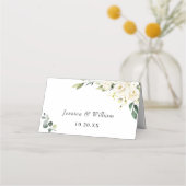 Carte De Placement Élégant Mariage Eucalyptus Roses Blanches (Dos)