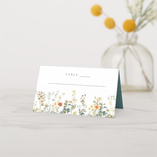 Carte De Placement Élégant Mariage Fleur sauvage (Devant)