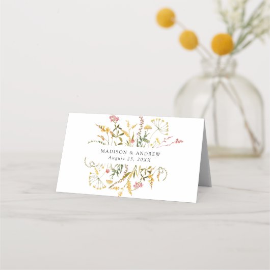 Carte De Placement Élégant Mariage Fleur sauvage d'été (Dos)