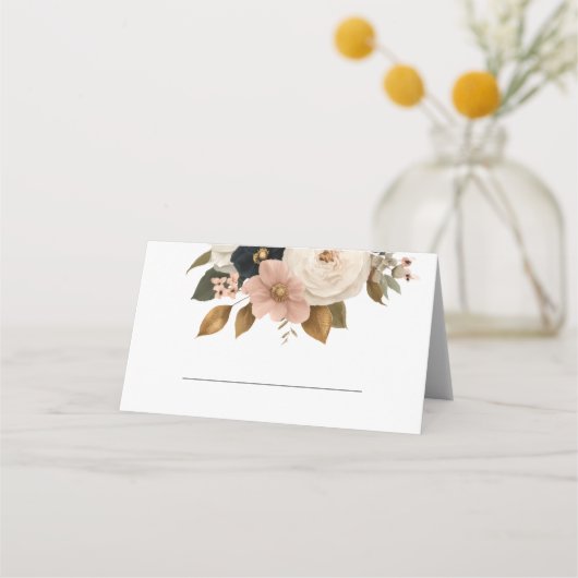 Carte De Placement Élégant Mariage Fleurs Personnalisé  (Devant)