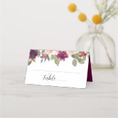 Carte De Placement Elégant Mariage floral bordeaux (Devant)