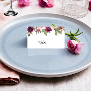 Carte De Placement Elégant Mariage floral bordeaux