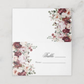 Carte De Placement Elégant Mariage Floral Bourgogne & Blush Favoriser (Extérieur déplié)