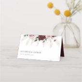 Carte De Placement Élégant Mariage floral de Roses roses roses blanch (Devant)