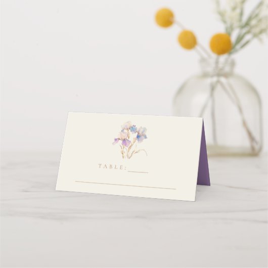 Carte De Placement Élégant Mariage floral Iris (Devant)