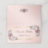 Carte De Placement Élégant Mariage floral rose pâle (Extérieur déplié)