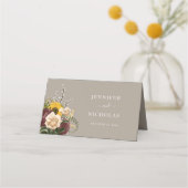 Carte De Placement Élégant Mariage floral Taupe (Dos)