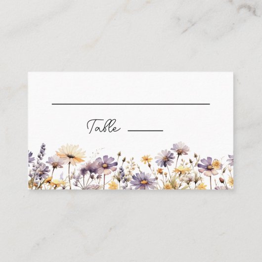 Carte De Placement Élégant Mariage floral violet clair plat (Dos)