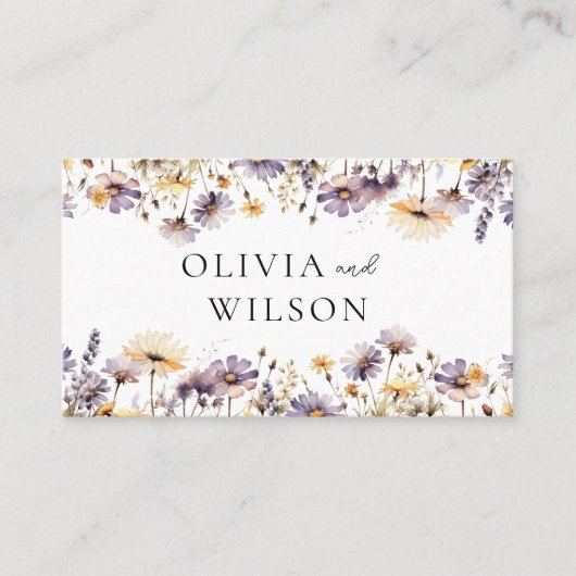 Carte De Placement Élégant Mariage floral violet clair plat (Devant)