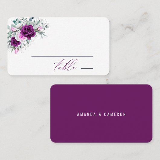 Carte De Placement Élégant Mariage géométrique violet rustique (Devant / Derrière)