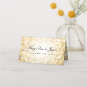 Carte De Placement Elégant Mariage Guest Place Card Gold Bokeh Lumièr (Dos)
