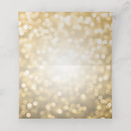 Carte De Placement Elégant Mariage Guest Place Card Gold Bokeh Lumièr (Intérieur déplié)