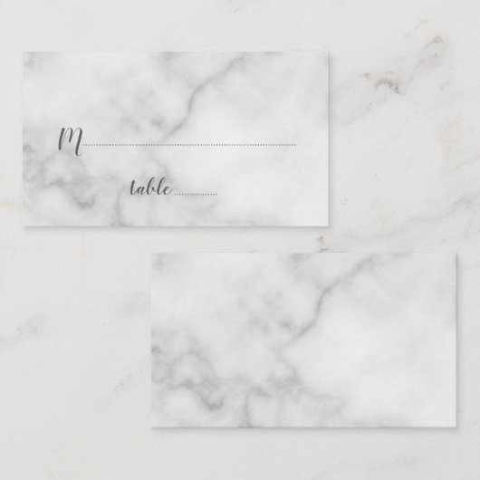 Carte De Placement Élégant Mariage Marbre blanc (Devant / Derrière)