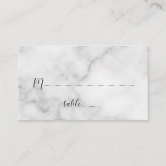 Carte De Placement Élégant Mariage Marbre blanc (Devant)
