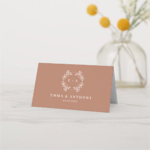 Carte De Placement Élégant Mariage Monogram Terracota