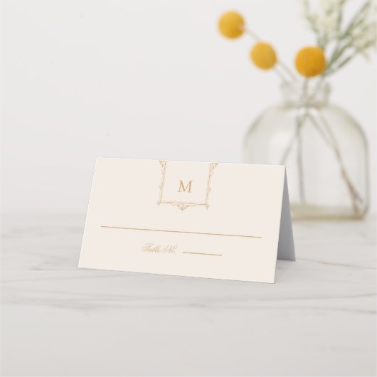 Carte De Placement Élégant Mariage Monogramme Vintage (Devant)