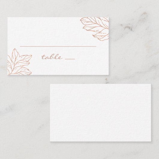 Carte De Placement Élégant mariage or. Chute botanique classique (Devant / Derrière)