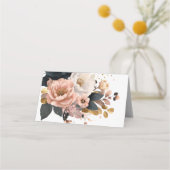 Carte De Placement Élégant Mariage Personnalisé Fleurs  (Dos)