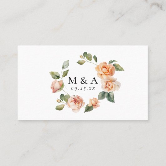 Carte De Placement Élégant Mariage Rose Peach (Dos)