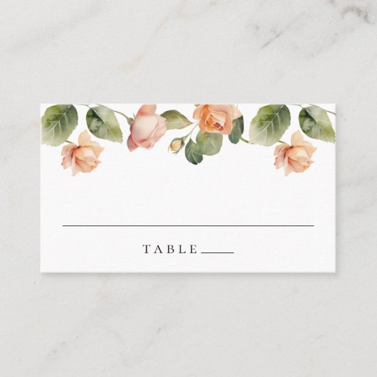 Carte De Placement Élégant Mariage Rose Peach (Devant)