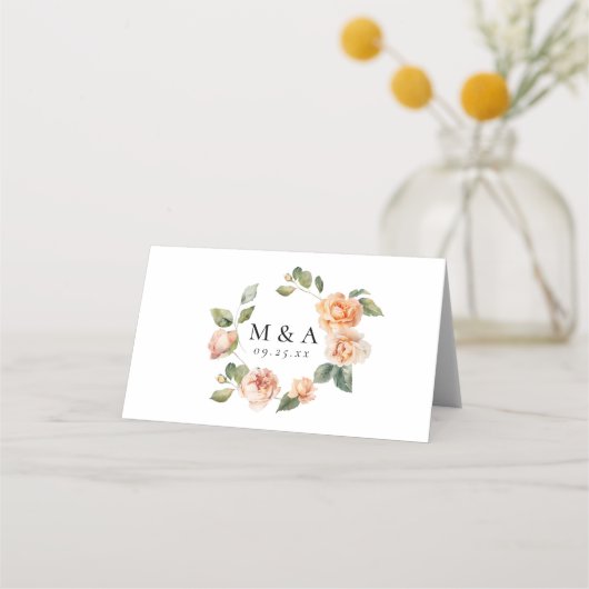 Carte De Placement Élégant Mariage Rose Peach (Dos)