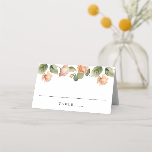 Carte De Placement Élégant Mariage Rose Peach (Devant)
