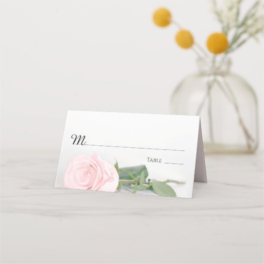 Carte De Placement Élégant Mariage rose rose pâle clair (Devant)