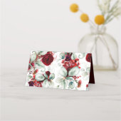 Carte De Placement Élégant Mariage rouge de Bourgogne (Dos)