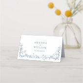Carte De Placement Élégant Mariage victorien Orné Dusty Blue Floral (Dos)