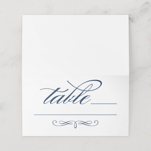Carte De Placement Elégant Marine Blue Calligraphy Script Mariage Tab (Extérieur déplié)