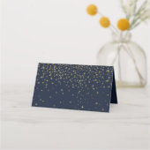 Carte De Placement Elégant Marine & Gold Falling Stars Mariage (Dos)