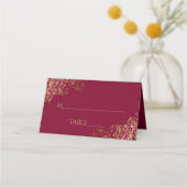 Carte De Placement Élégant Maroon Bourgogne & Mariage Gold (Devant)