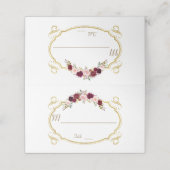 Carte De Placement Elégant Marsala Floral de Bourgogne Numéro de tabl (Extérieur déplié)