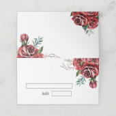 Carte De Placement Élégant Marsala Rouge Rose Rustique Mariage (Extérieur déplié)