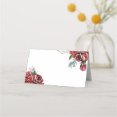 Carte De Placement Élégant Marsala Rouge Rose Rustique Mariage (Dos)