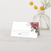 Carte De Placement Élégant Marsala Rouge Rose Rustique Mariage (Devant)