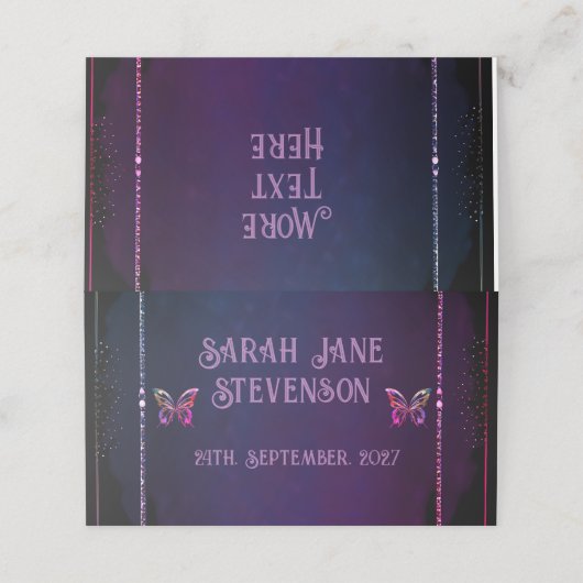 Carte De Placement Elégant Mauve et Mariage d'or (Extérieur déplié)