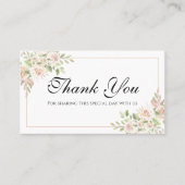 Carte De Placement Elégant Merci Floral Rose Mariage Place (Devant)