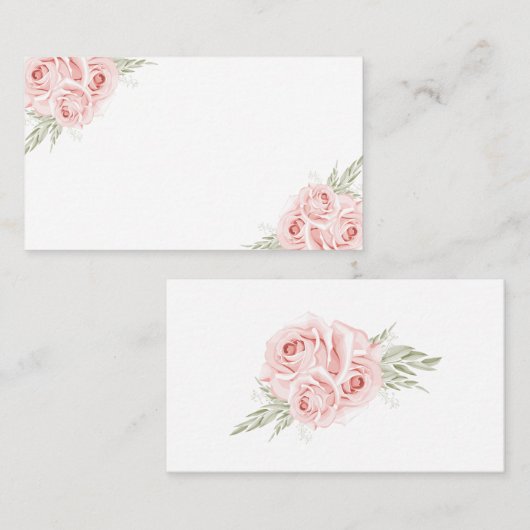 Carte De Placement Elégant Merci Floral Rose Mariage Place (Devant / Derrière)