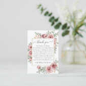 Carte De Placement Élégant Merci Mariage Floral Rose (Debout devant)